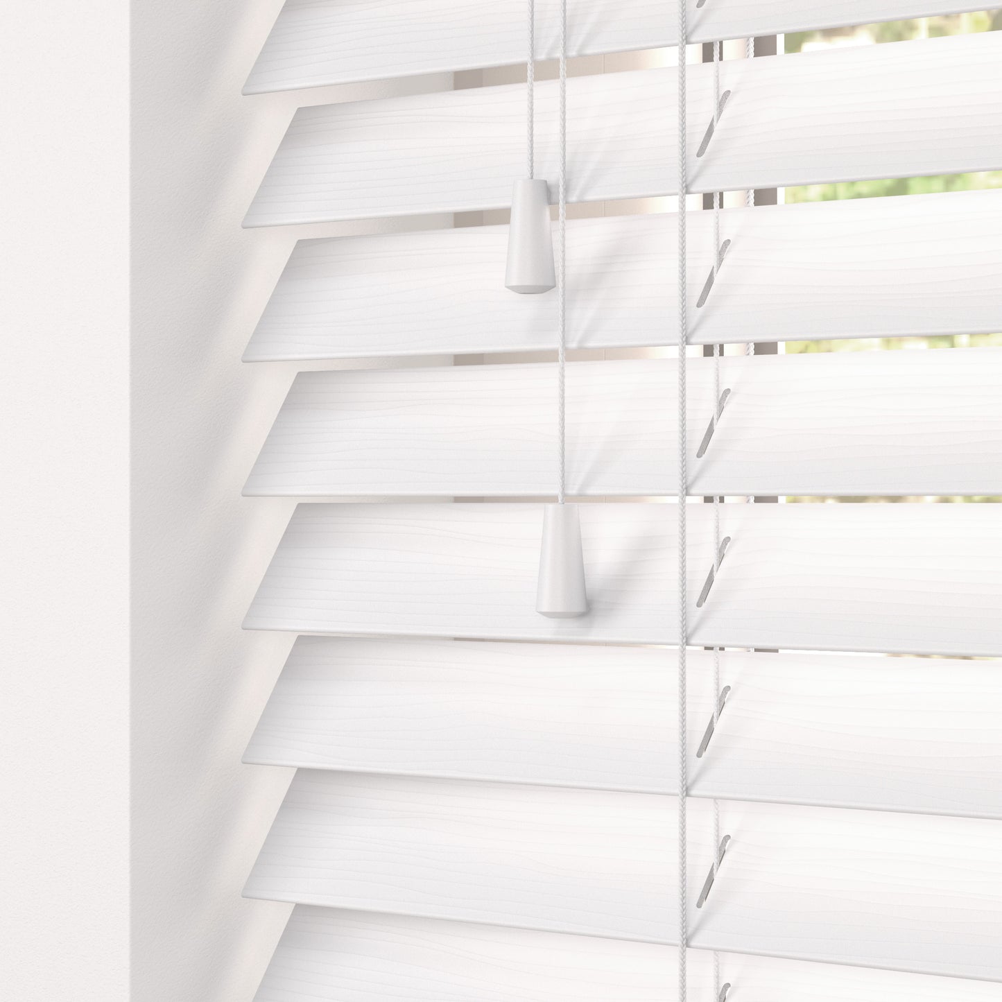 Pure White Fine Grain - Hand Made To Measure FAUX WOOD Venetian Blinds - British Made